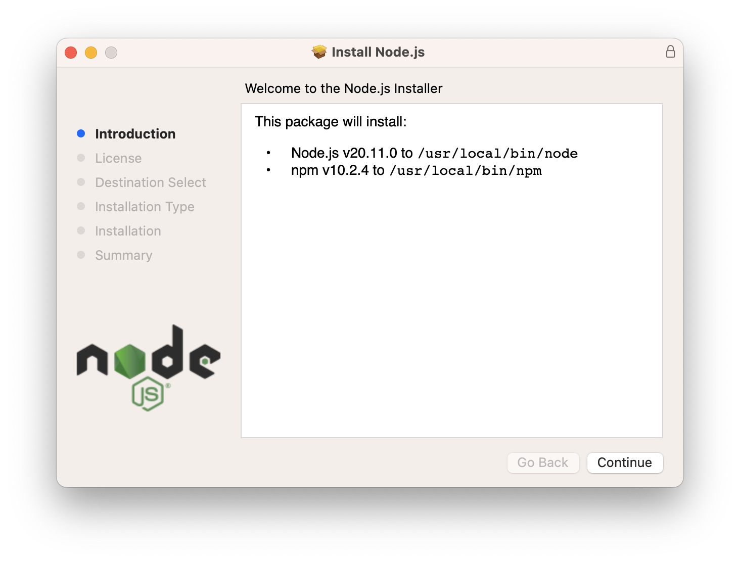 Node.js 安裝程序