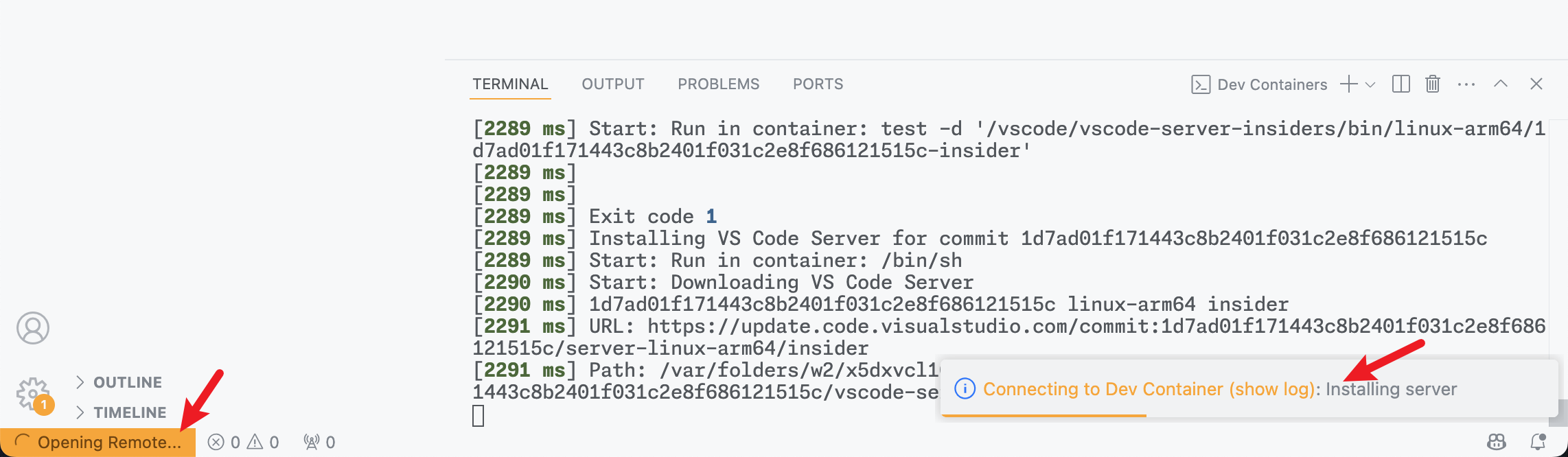 Initialisation du Container
